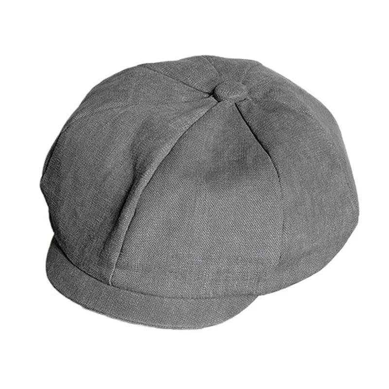 Gray Twill Cotton Newsboy Cap Baker Boy Cap