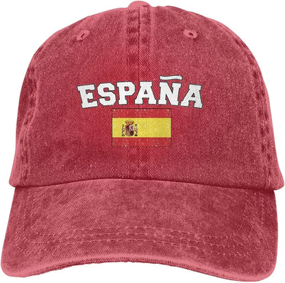 Espana Flag of Spain Spanish Denim Hats for Mens Womens Baseball Caps
