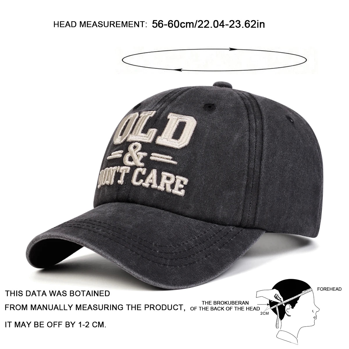 Unisex Old & Don't Care Letter Embroidery Baseball Caps Spring Autumn Sports Cap