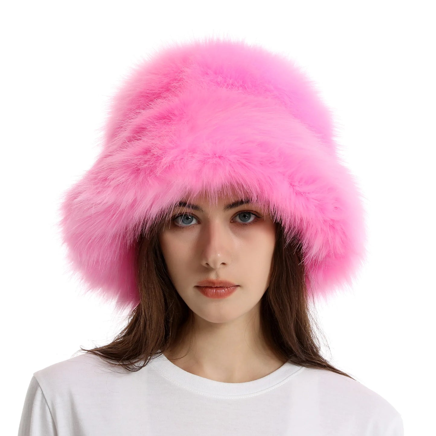 Hat Woman Winter Faux Fur Fisherman Hat Woman