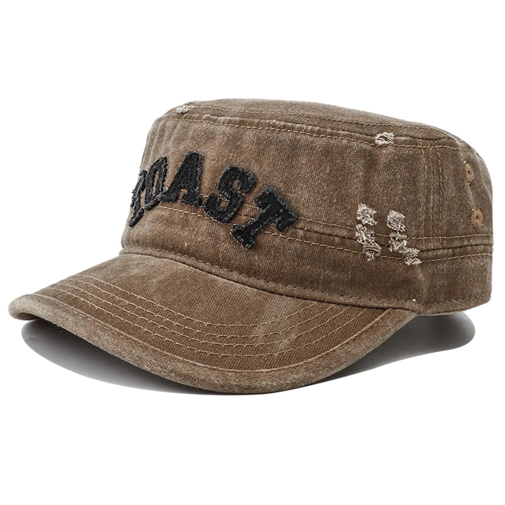 New Unisex Flat Top Hat For Men Retro Vintage Black Green Army Cap