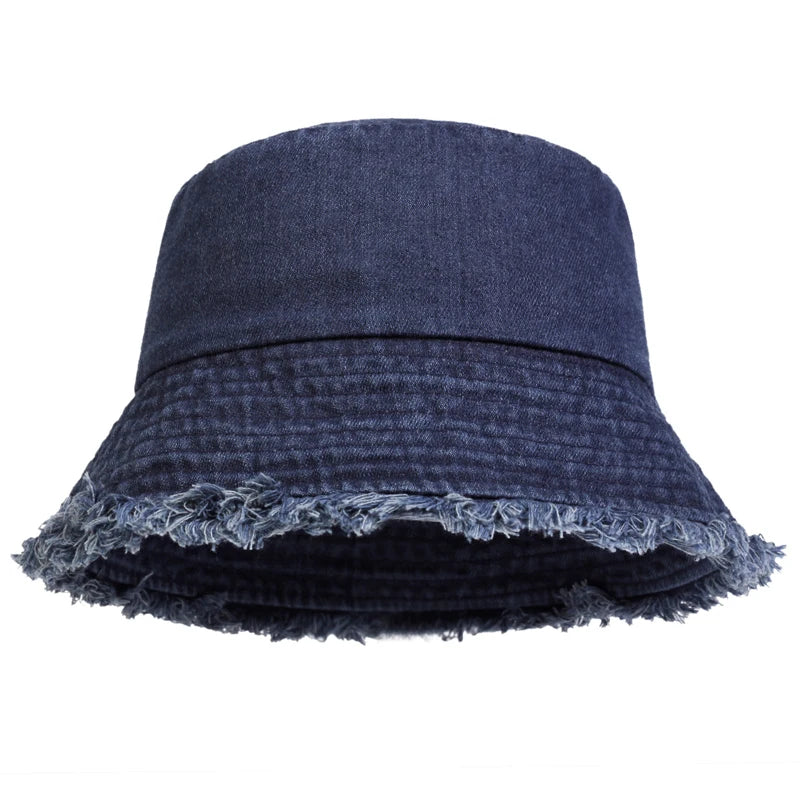 Neutral Denim Bucket Hat Fashionable Sun Protection Caps