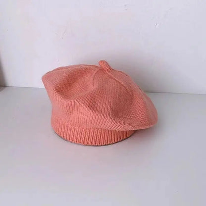 Flower Baby Beret Hat Winter Warm Knitted Beanie Cap