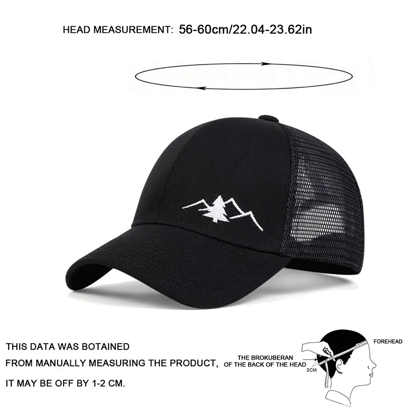 Unisex Mountain Embroidery Breathable Baseball Net Caps
