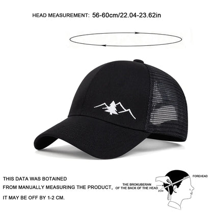 Unisex Mountain Embroidery Breathable Baseball Net Caps