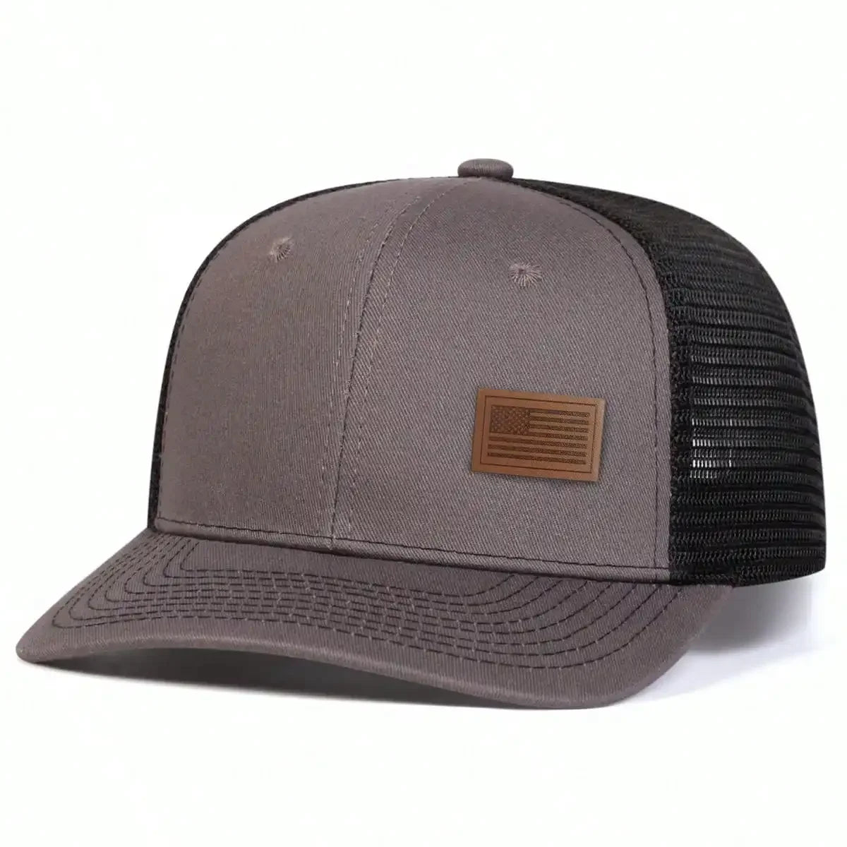 Unisex American Flag Leather Label Baseball Net Caps Spring Summer