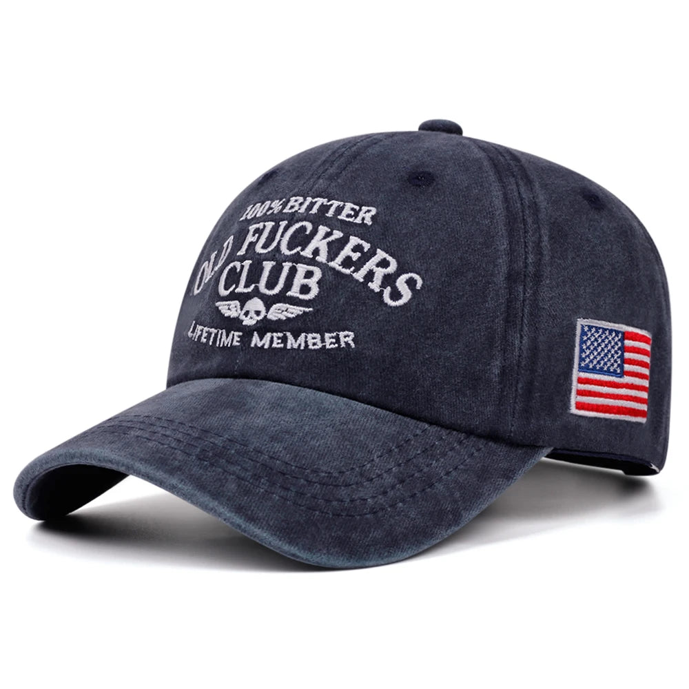Old Club Vintage Wash Letter Embroidery Baseball Cap