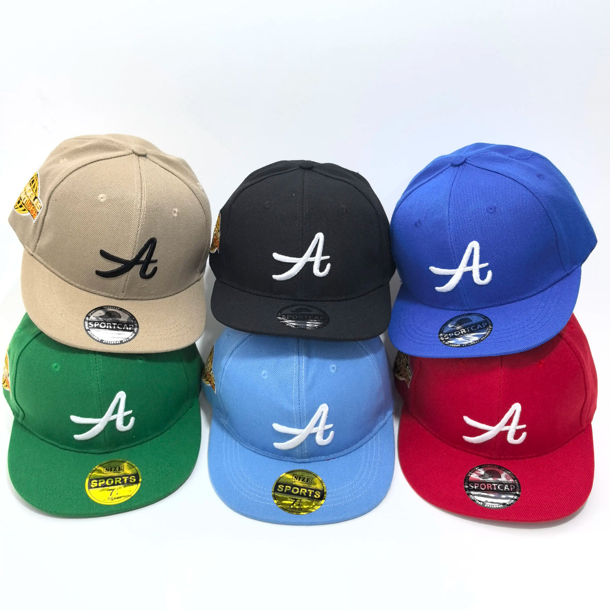 Letter A Embroidered Flat Brim Snapback Cap