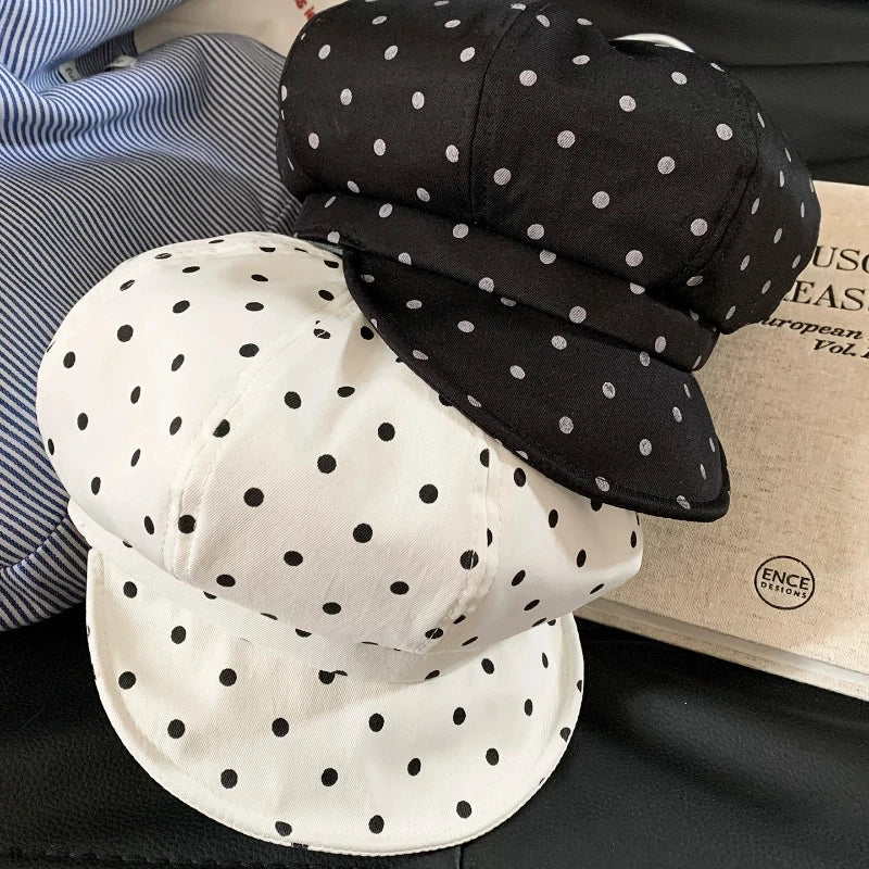 Japanese Polka Dot Soft Brim Beret Women's