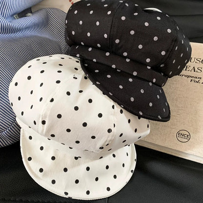 Japanese Polka Dot Soft Brim Beret Women's