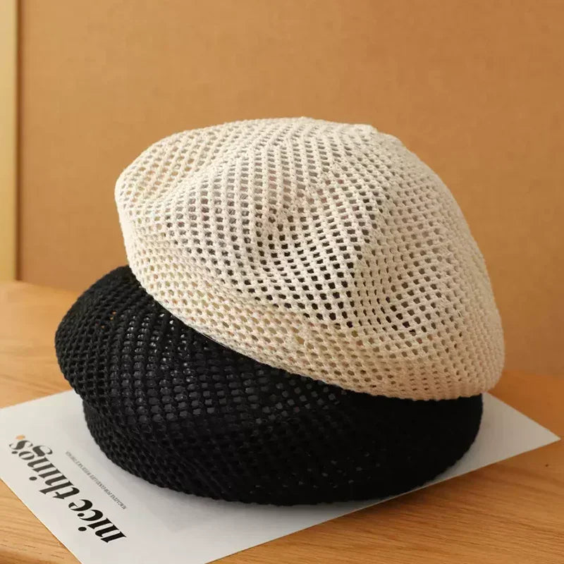 Straw Beret For Women Summer Sun Protection UPF 50+ Breathable Thin