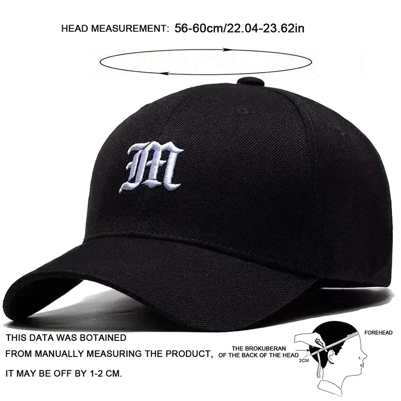 Unisex M Letter Embroidery Baseball Caps Spring and Autumn Outdoor Adjustable Casual Hats Sunscreen Hat Sports Cap