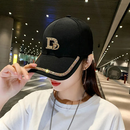 Fashion Diamond D Letter Baseball Cap For Women Summer