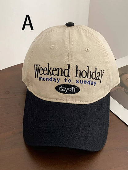 Unisex All season Fashionable Pure Cotton Retro Letter WEEKEND HOLIDAY Baseball Cap