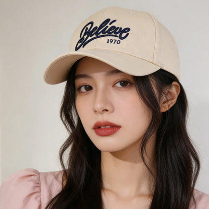 Men Women Cotton Solid Color Adjustable Sunshade Duckbill Cap