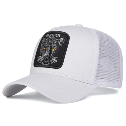 Unisex Panther Embroidery Baseball Net Caps Spring and Summer Sports Cap