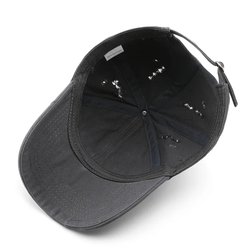 Vintage Distressed Baseball Cap, Casual Adjustable Cotton Hat