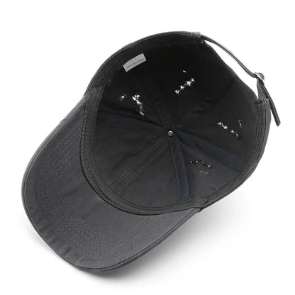 Vintage Distressed Baseball Cap, Casual Adjustable Cotton Hat