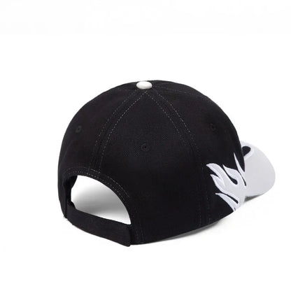 Streetwear Flame Embroidery Racing Baseball Cap