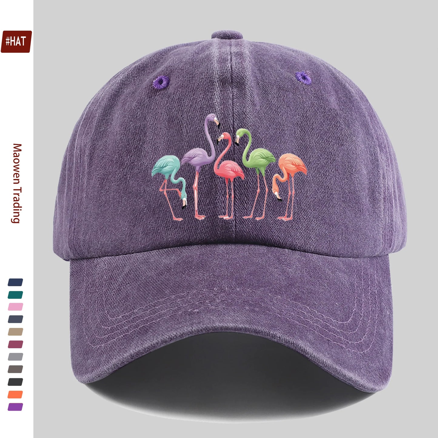 Colorful Flamingo Print Baseball Hat