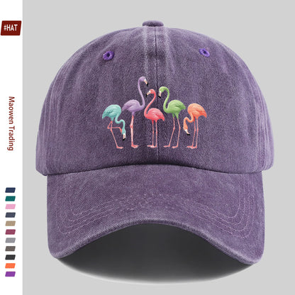 Colorful Flamingo Print Baseball Hat