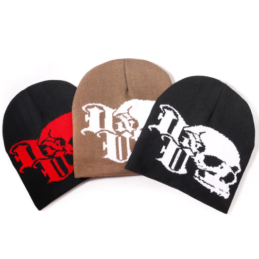 European And American Skull Jacquard Knitted Hat