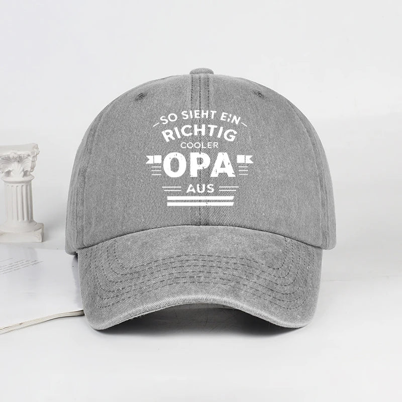 “Cooler Grandpa” German Slogan Vintage-Style Printed Baseball Cap