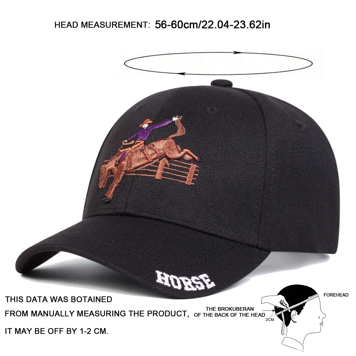 Unisex Horse Riding Embroidery Baseball Caps Spring Autumn Outdoor