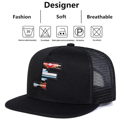 Unisex F Letter Embroidery Hip-Hop Net Hats