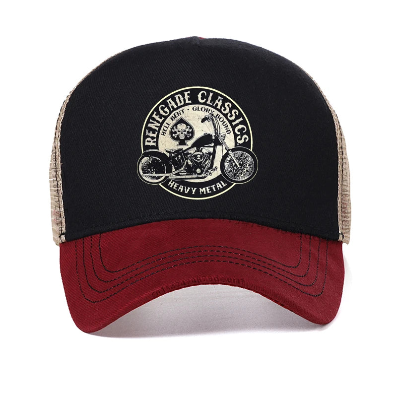 Men Vintage Glory Bounds Motorcycle USA Heavy Metal Baseball Cap Men