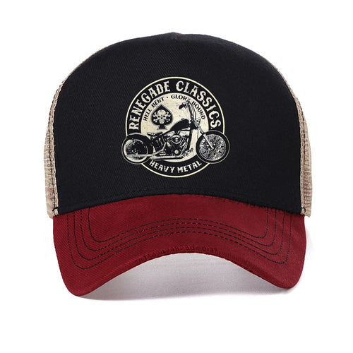 Men Vintage Glory Bounds Motorcycle USA Heavy Metal Baseball Cap Men