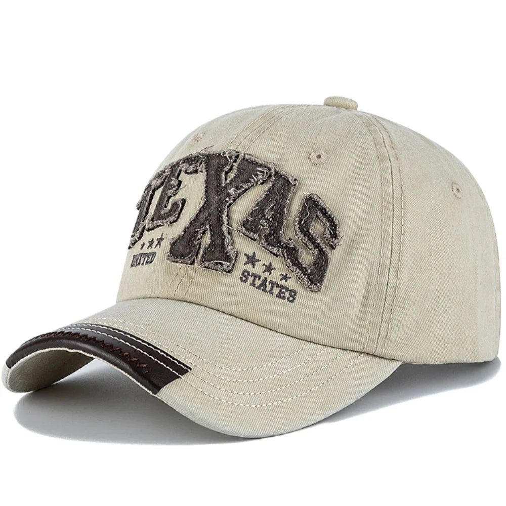 Unisex Vintage Classic Baseball Cap Texas Letter Embroidery For Man Women