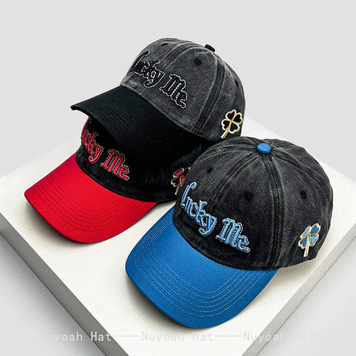 3D Lucky Four-Leaf Clover Letter Embroidery Baseball Hats