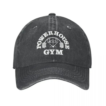 Classic Denim Powerhouse Gym Baseball Caps For Men Women Summer Adjustable