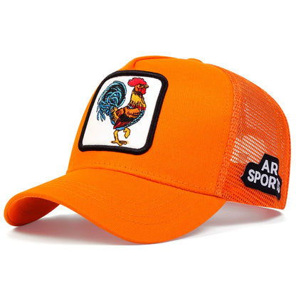 Spring Animal Embroidery Net Rooster Hat Male and Female Animal Baseball Hat