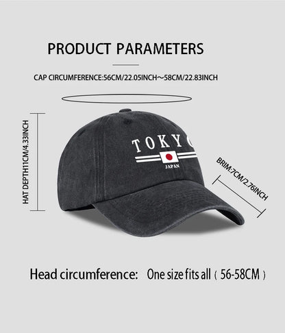 TOKYO JAPAN Printed Washed Baseball Cap Tokyo Japan Urban Style Classic Fashion Daily Commuting