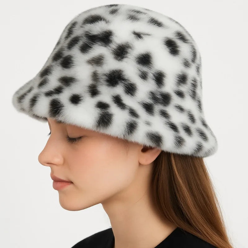 Women’s Faux Fur Leopard Hat Warm Thickened Ear