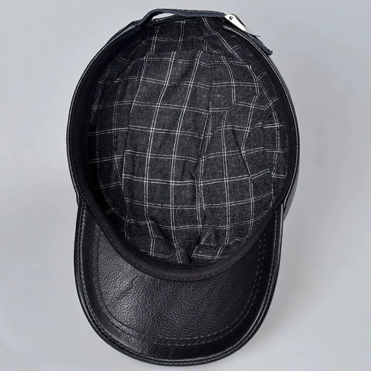 New 2023 Spring/Winter Man Genuine Leather Baseball Caps Male Warm