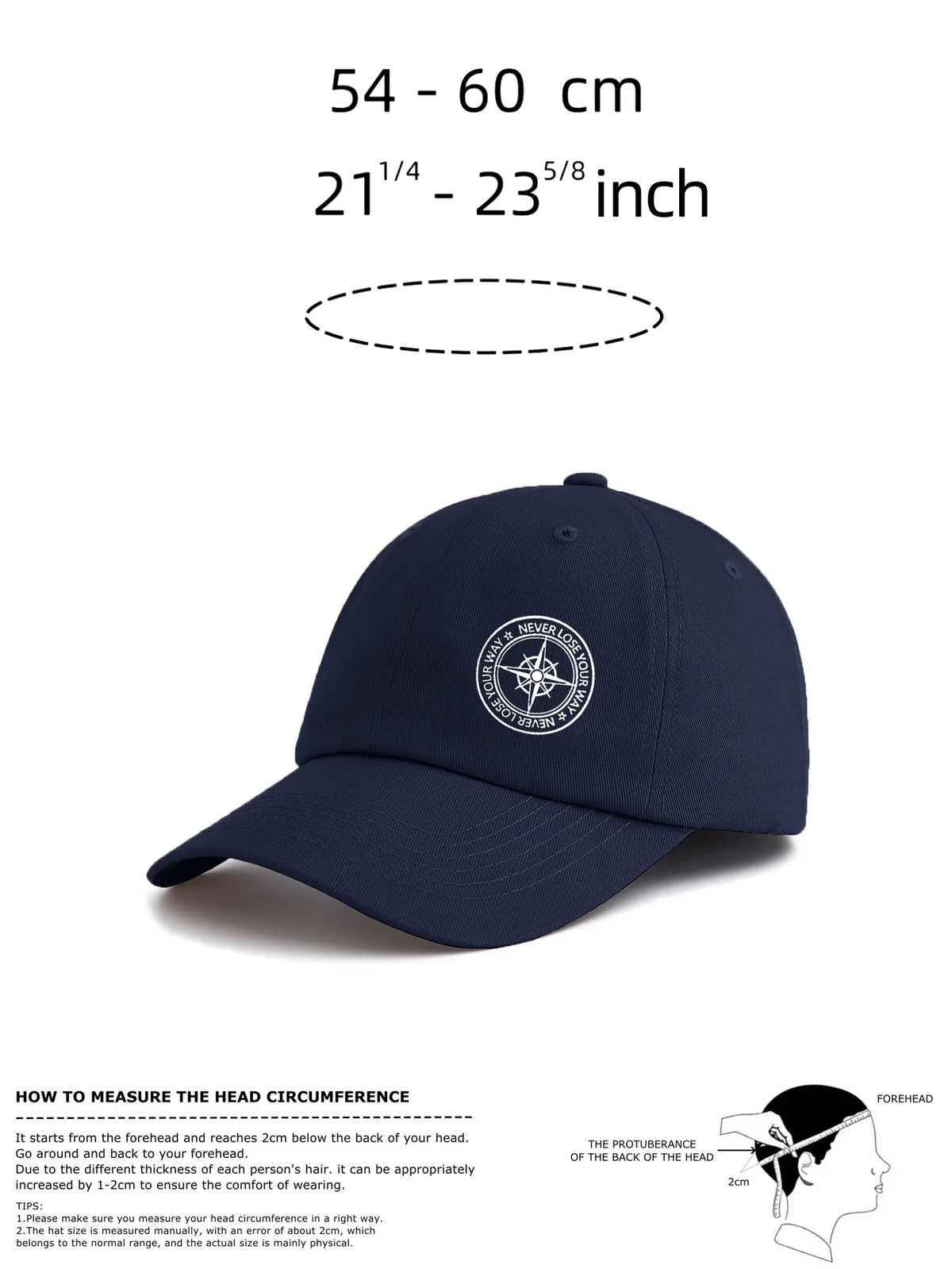 Compass Print  Baseball Cap For Adults Minimalist Retro Style Casual Soft Adjustable Dad Hat Perfect As Gift