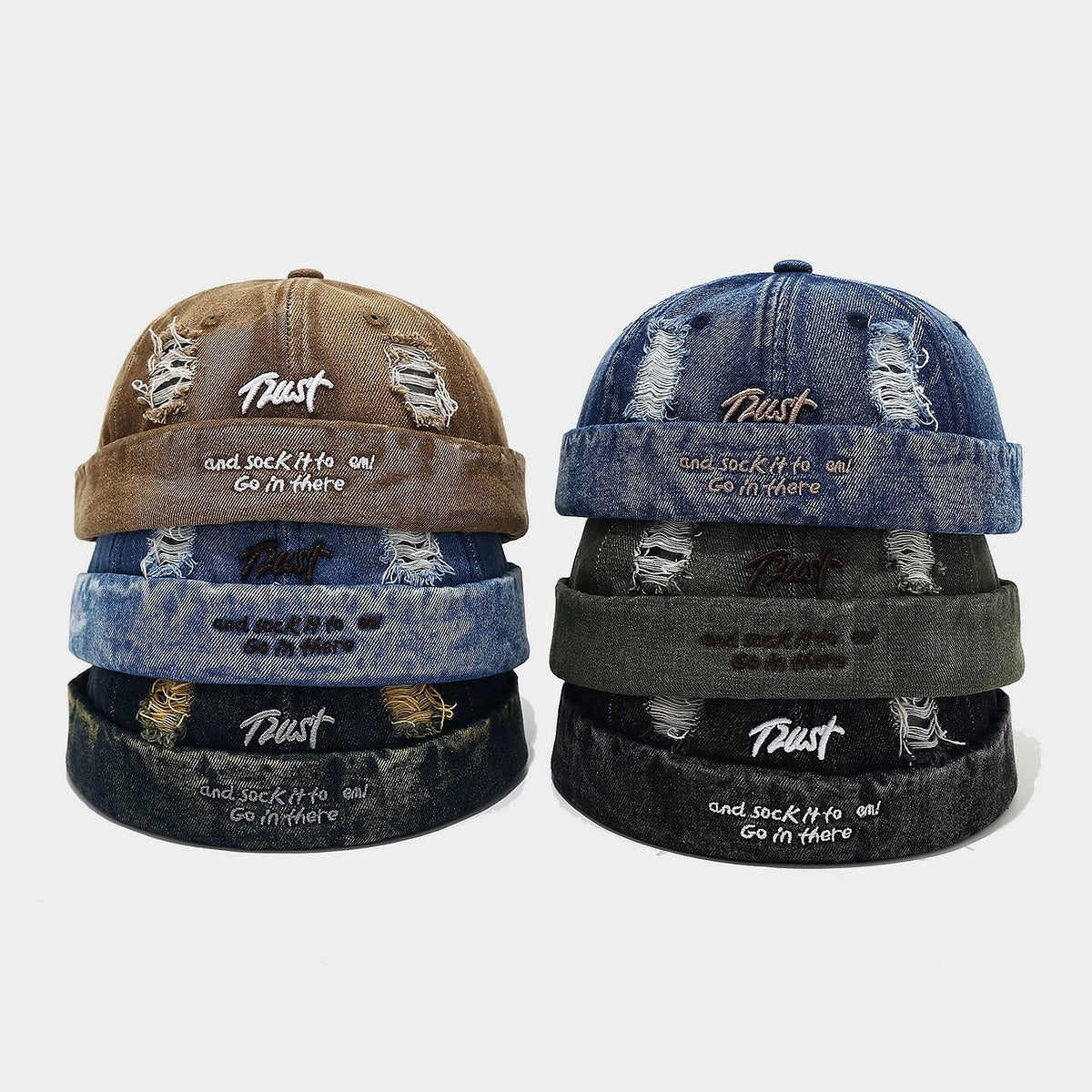 Vintage Distressed Ripped American Skullcap