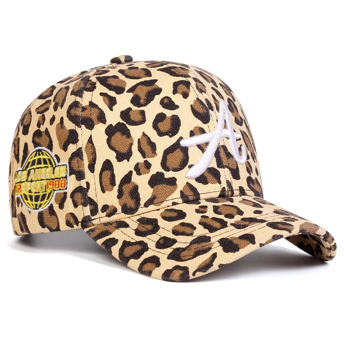 Unisex A Letter Embroidery Leopard Print Baseball Caps