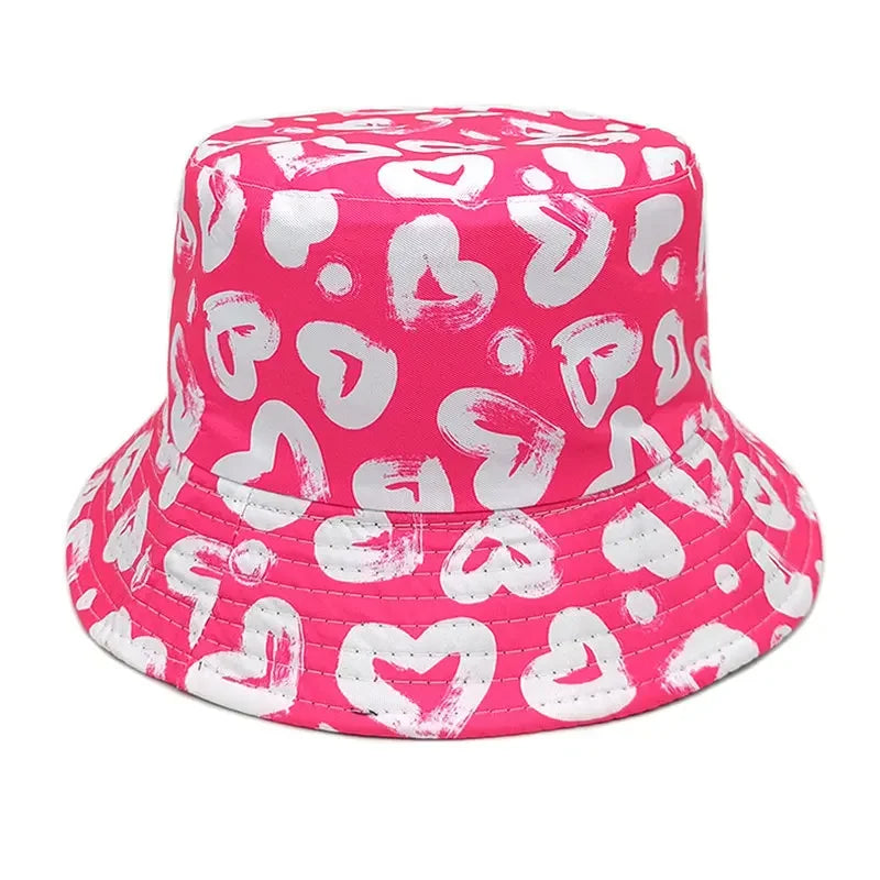 Four Seasons Polyester Cartoon Love Print Bucket Hat