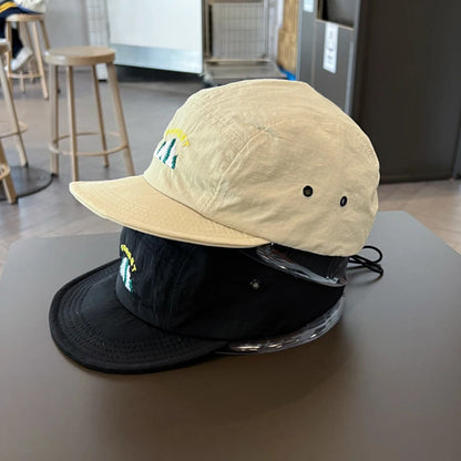 Japanese Short Brim Embroidery Baseball Cap For Women Men
