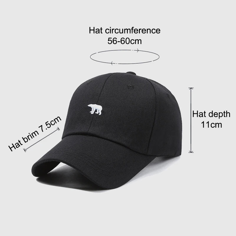 Baseball Cap New Spring Summer Solid Sunhat Embroidered Polar Bear Men Women