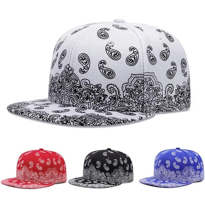 Fashion West Coast Cashew Flower Printing Snapback Cap Outdoor Sun Men Woman