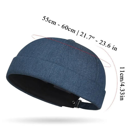 New Solid Color Denim Beanie Hats Adjustable