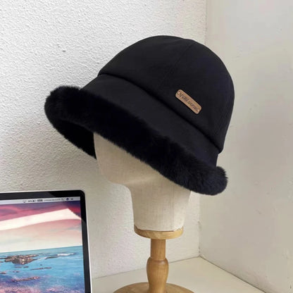 Fashion Fluffy Fur Bucket Hat For Women Winter Thick Warm Panama Fisherman Hat