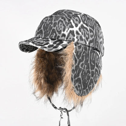 Leopard-Print Plush Duckbill Cap