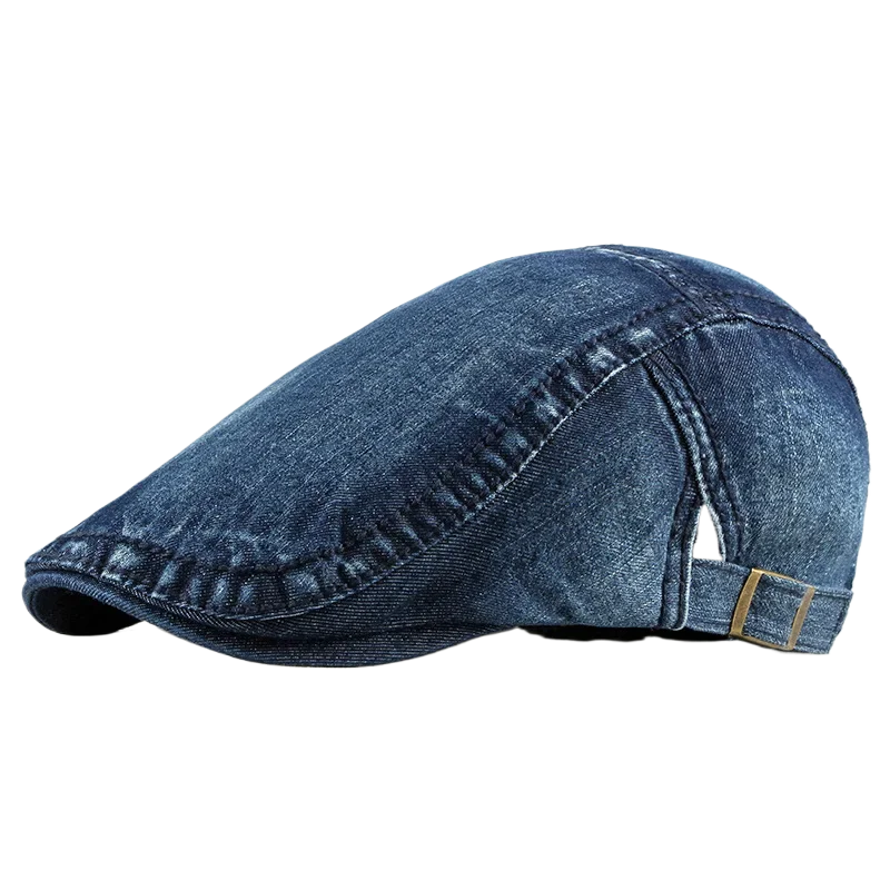 Vintage Cotton Denim Newsboy Cap