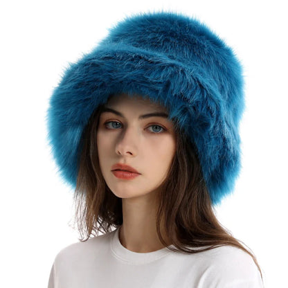 Hat Woman Winter Faux Fur Fisherman Hat Woman